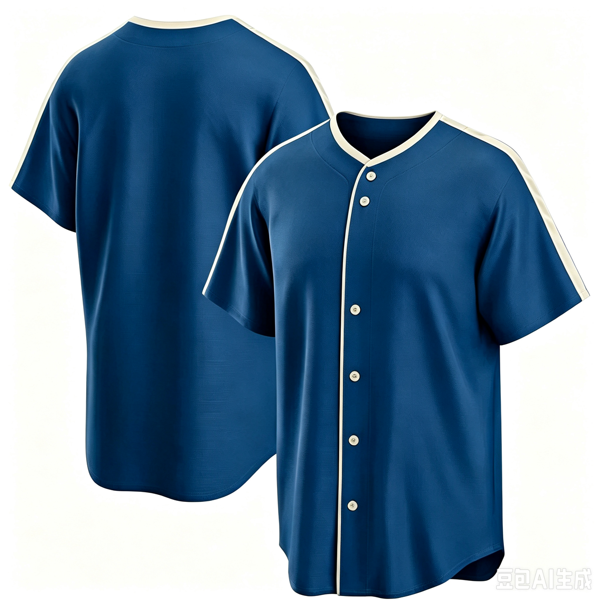 Short Sleeve Neon Blue with Black and White Trim