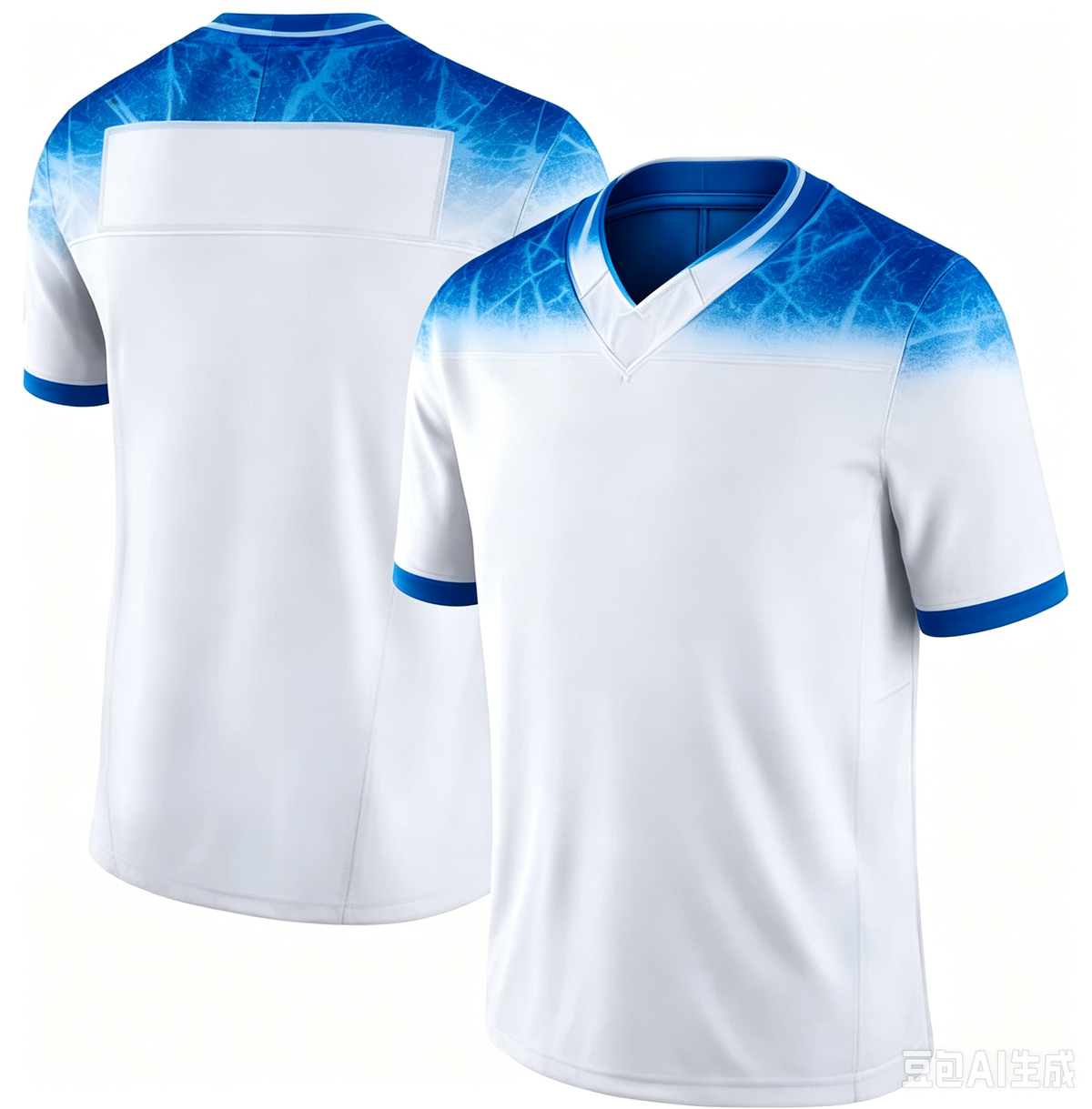 Short Sleeve Royal Blue with White Patterns